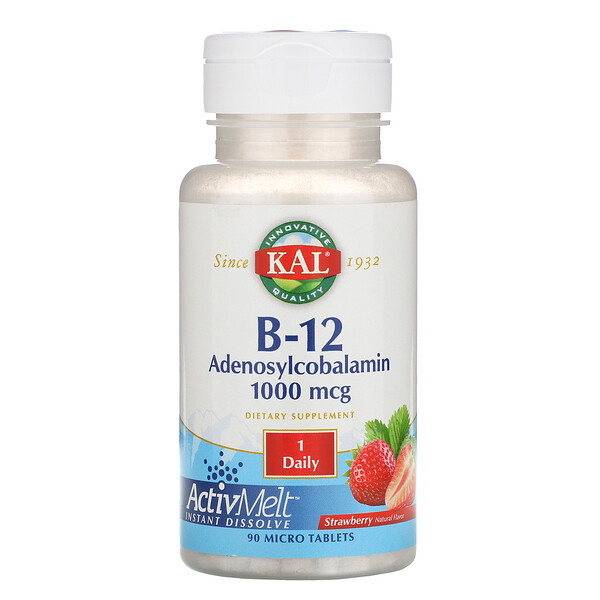 <img alt="KAL, B-12 Adenosylcobalamin, Strawberry, 1000 mcg, 90 Micro Tablets" title="KAL, B-12 Adenosylcobalamin, Strawberry, 1000 mcg, 90 Micro Tablets,021245988823"