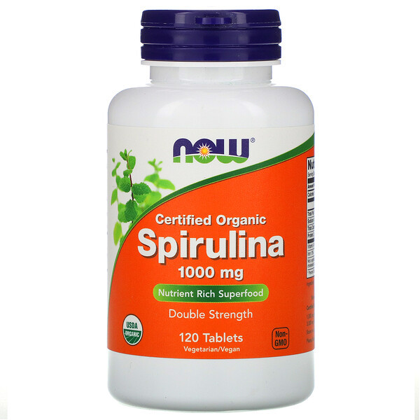 <img alt="Now Foods, Certified Organic, Spirulina, 1000 mg, 120 Tablets" title="Now Foods, Certified Organic, Spirulina, 1000 mg, 120 Tablets,733739027153"