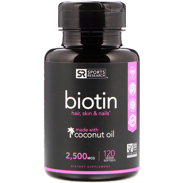 <img alt="Sports Research, Biotin, 2,500 mcg, 120 Veggie Softgels" title="Sports Research, Biotin, 2,500 mcg, 120 Veggie Softgels,023249011798"