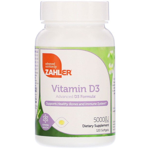 <img alt="Zahler, Vitamin D3, Advanced D3 Formula, 5,000 IU, 120 Softgels" title="Zahler, Vitamin D3, Advanced D3 Formula, 5,000 IU, 120 Softgels,848998000424"