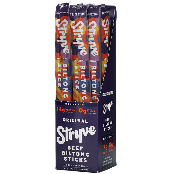 Stryve Foods, Beef Biltong Stick, Original, 12 Sticks, 1 oz (28 g) Each