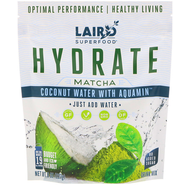 Laird Superfood, Hydrate, Matcha, Coconut Water with Aquamin, 8 oz (227 g)
