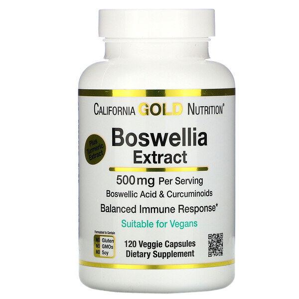 <img alt="California Gold Nutrition, Boswellia Extract, Plus Turmeric Extract, 500 mg, 120 Veggie Capsules" title="California Gold Nutrition, Boswellia Extract, Plus Turmeric Extract, 500 mg, 120 Veggie Capsules,898220013517"