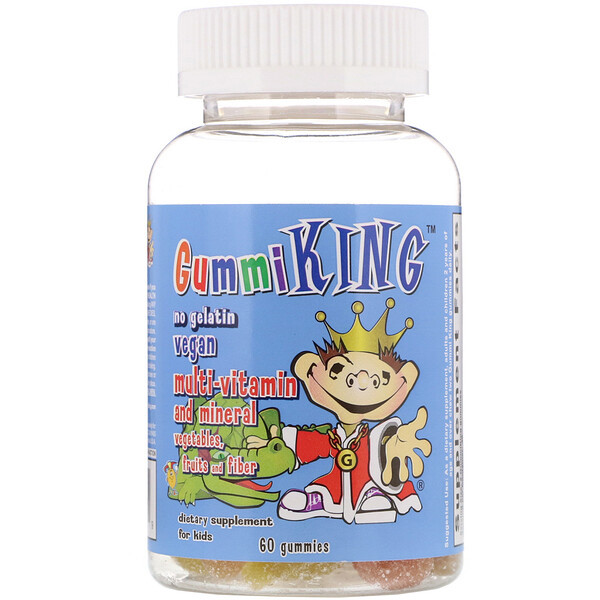 <img alt="GummiKing, Multi-Vitamin and Mineral, Vegetables, Fruits and Fiber, For Kids, 60 Gummies" title="GummiKing, Multi-Vitamin and Mineral, Vegetables, Fruits and Fiber, For Kids, 60 Gummies,835776000509"