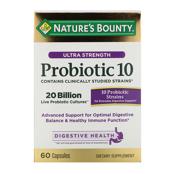 <img alt="Natures Bounty, Ultra Strength Probiotic 10, 60 Capsules" title="Natures Bounty, Ultra Strength Probiotic 10, 60 Capsules,074312316449"