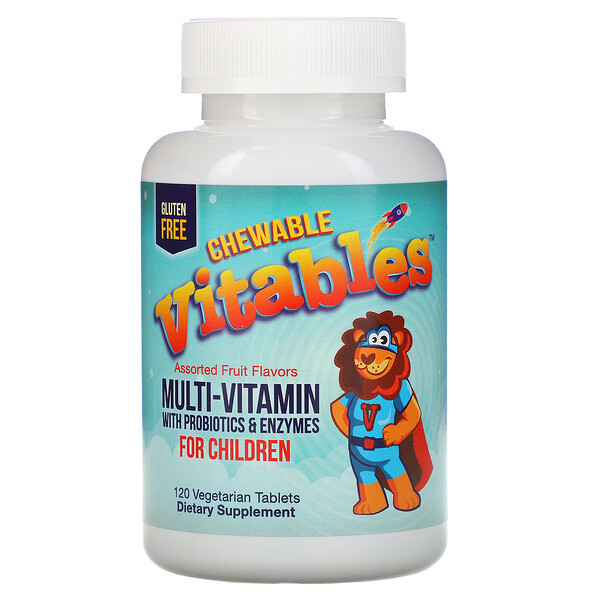 <img alt="Vitables, Chewable Multi-Vitamins with Probiotics & Enzymes for Children, Assorted Fruit Flavors, 120 Vegetarian Tablets" title="Vitables, Chewable Multi-Vitamins with Probiotics & Enzymes for Children, Assorted Fruit Flavors, 120 Vegetarian Tablets,898220014538"