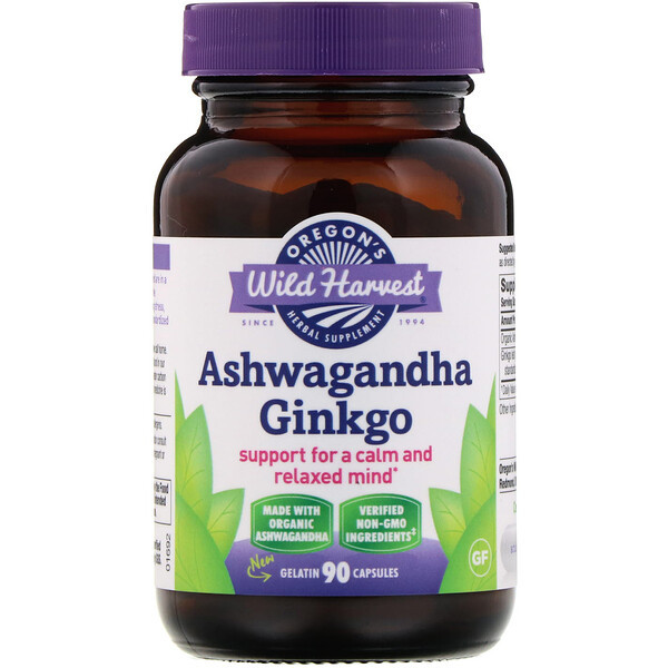 <img alt="Oregons Wild Harvest, Ashwagandha Ginkgo, 90 Gelatin Capsules" title="Oregons Wild Harvest, Ashwagandha Ginkgo, 90 Gelatin Capsules,706195004709"