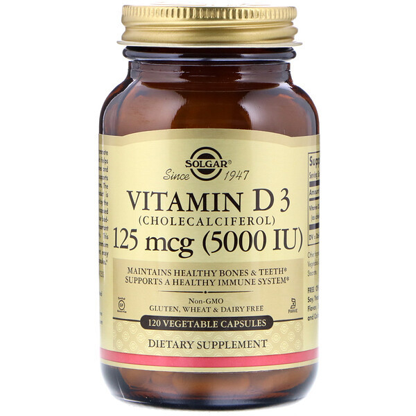 <img alt="Solgar, Vitamin D3 (Cholecalciferol), 5000 IU, 120 Vegetable Capsules" title="Solgar, Vitamin D3 (Cholecalciferol), 5000 IU, 120 Vegetable Capsules,033984033139"