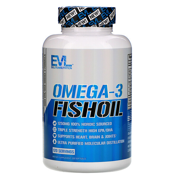 <img alt="EVLution Nutrition, Omega-3 Fish Oil, Triple Strength, 120 Softgels" title="EVLution Nutrition, Omega-3 Fish Oil, Triple Strength, 120 Softgels,818901020269"