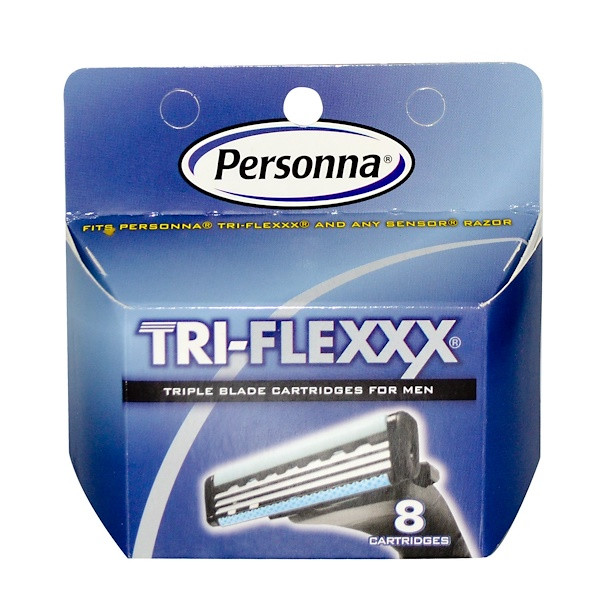 3 PACK of Personna Razor Blades, Tri-Flexxx, Triple Blade Cartridges for Men, 8 Cartridges