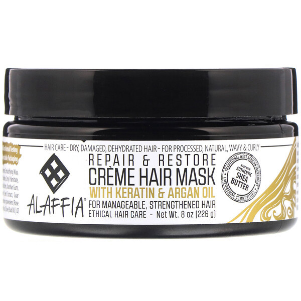 <img alt="Alaffia, Repair & Restore, Creme Hair Mask with Keratin & Argan Oil, 8 oz (226 g)" title="Alaffia, Repair & Restore, Creme Hair Mask with Keratin & Argan Oil, 8 oz (226 g),841320106658"