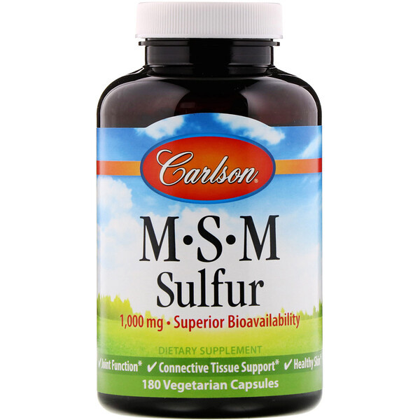 <img alt="Carlson Labs, MSM Sulfur, 1,000 mg, 180 Vegetarian Capsules" title="Carlson Labs, MSM Sulfur, 1,000 mg, 180 Vegetarian Capsules,088395087226"