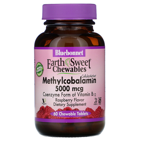 <img alt="Bluebonnet Nutrition, EarthSweet, Methylcobalamin, Vitamin B-12, Natural Raspberry Flavor, 5000 mcg, 60 Chewable Tablets" title="Bluebonnet Nutrition, EarthSweet, Methylcobalamin, Vitamin B-12, Natural Raspberry Flavor, 5000 mcg, 60 Chewable Tablets,743715004436"