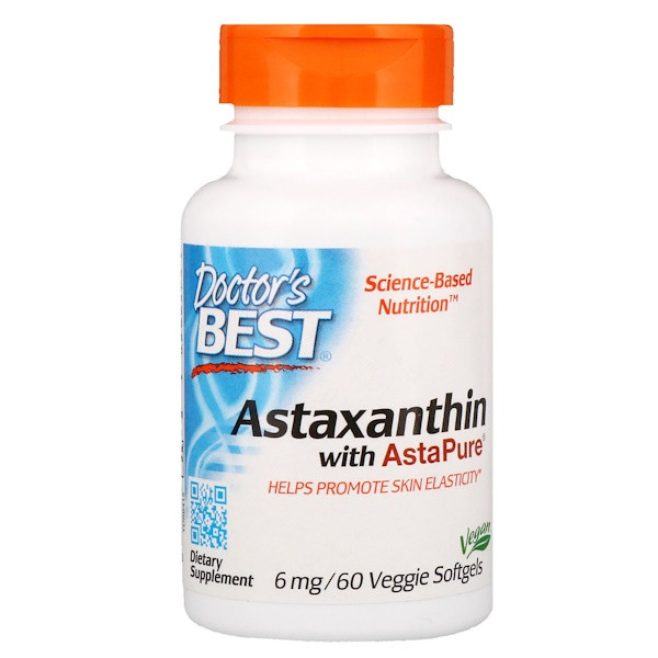 Doctors Best, Astaxanthin with AstaPure, 6 mg, 60 Veggie Softgels