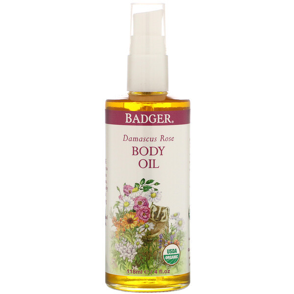 <img alt="Badger Company, Body Oil, Damascus Rose, 4 fl oz (118 ml)" title="Badger Company, Body Oil, Damascus Rose, 4 fl oz (118 ml),634084300611"