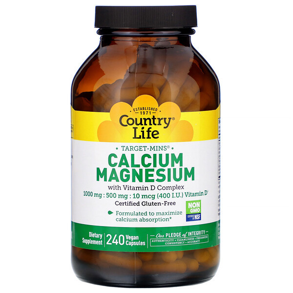 <img alt="Country Life, Calcium-Magnesium with Vitamin D Complex, 240 Vegan Capsules" title="Country Life, Calcium-Magnesium with Vitamin D Complex, 240 Vegan Capsules,015794024880"