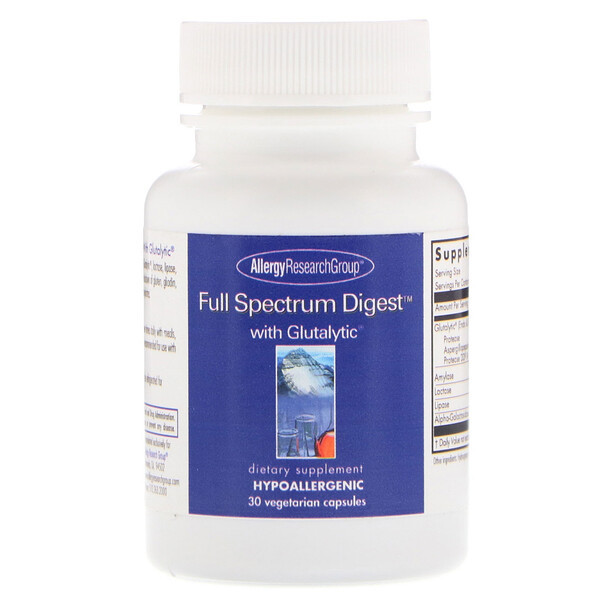 <img alt="Allergy Research Group, Full Spectrum Digest with Glutalytic, 30 Vegetarian Capsules" title="Allergy Research Group, Full Spectrum Digest with Glutalytic, 30 Vegetarian Capsules,713947772106"
