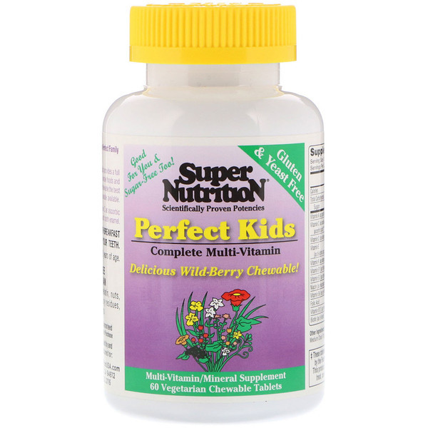 <img alt="Super Nutrition, Perfect Kids Complete Multi-Vitamin, Wild-Berry Flavor, 60 Vegetarian Chewable Tablets" title="Super Nutrition, Perfect Kids Complete Multi-Vitamin, Wild-Berry Flavor, 60 Vegetarian Chewable Tablets,033739002359"