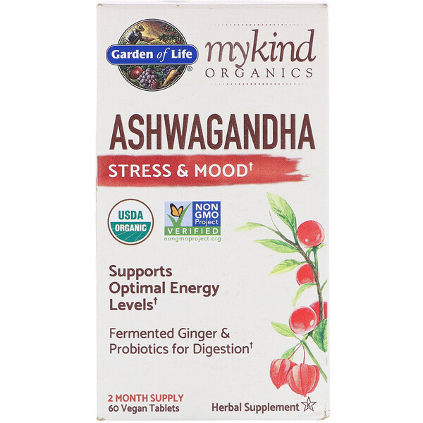 <img alt="Garden of Life, MyKind Organics, Ashwagandha, Stress & Mood, 60 Vegan Tablets" title="Garden of Life, MyKind Organics, Ashwagandha, Stress & Mood, 60 Vegan Tablets,658010121873"