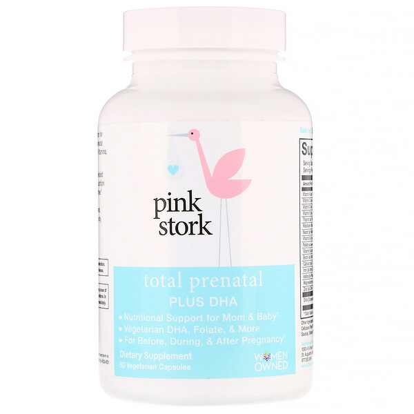 Pink Stork, Total Prenatal Plus DHA, 60 Vegetarian Capsules
