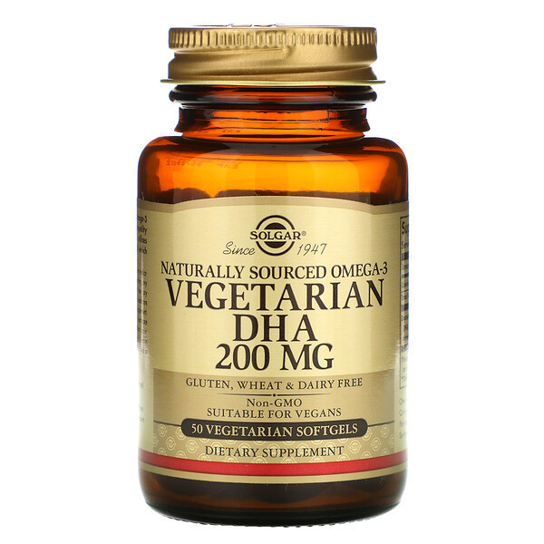 <img alt="Solgar, Naturally Sourced Omega-3, Vegetarian DHA, 200 mg, 50 Vegetarian Softgels" title="Solgar, Naturally Sourced Omega-3, Vegetarian DHA, 200 mg, 50 Vegetarian Softgels,033984348455"