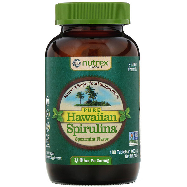 <img alt="Nutrex Hawaii, Pure Hawaiian Spirulina, Spearmint, 1,000 mg, 180 Tablets" title="Nutrex Hawaii, Pure Hawaiian Spirulina, Spearmint, 1,000 mg, 180 Tablets,732894400368"