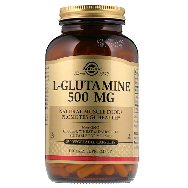 <img alt="Solgar, L-Glutamine, 500 mg, 250 Vegetable Capsules" title="Solgar, L-Glutamine, 500 mg, 250 Vegetable Capsules,033984013223"