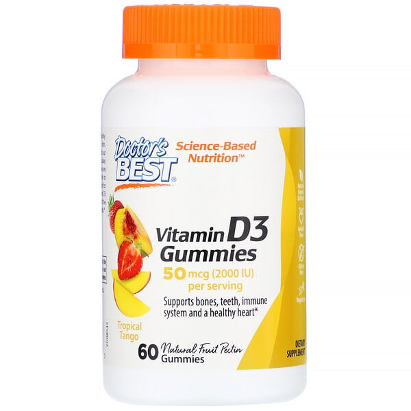 <img alt="Doctors Best, Vitamin D3 Gummies, Tropical Tango, 50 mcg (2,000 IU), 60 Gummies" title="Doctors Best, Vitamin D3 Gummies, Tropical Tango, 50 mcg (2,000 IU), 60 Gummies,753950005433"
