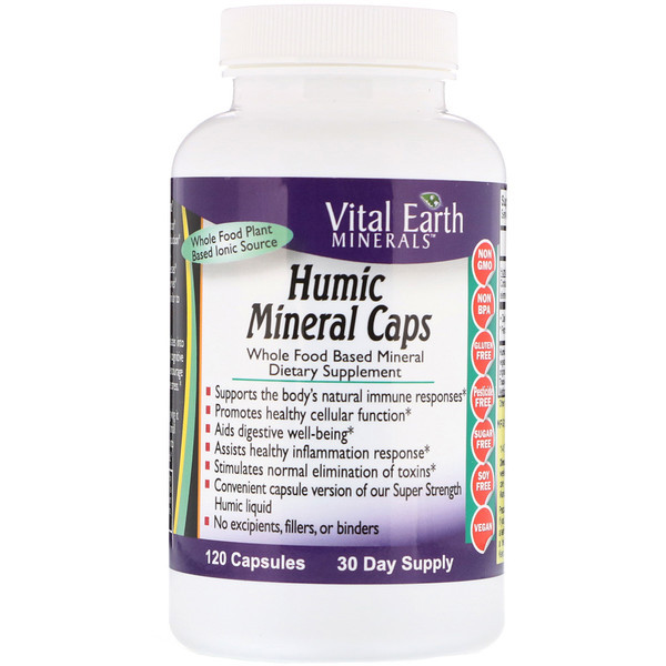 <img alt="Vital Earth Minerals, Humic Mineral Caps, 120 Capsules" title="Vital Earth Minerals, Humic Mineral Caps, 120 Capsules,855748000047"