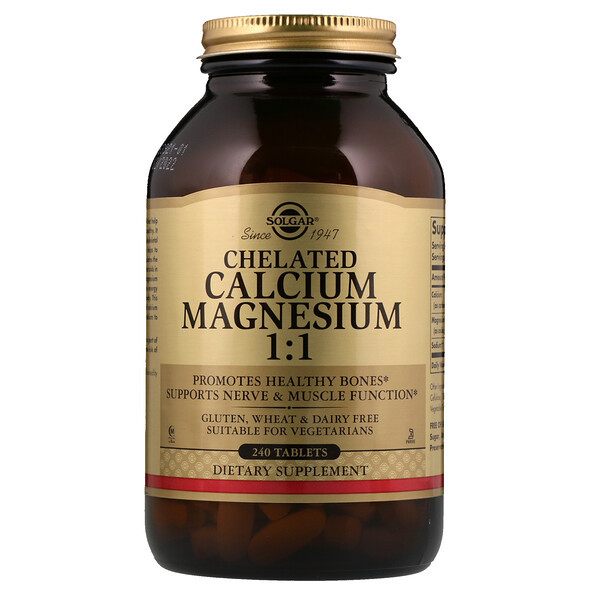 <img alt="Solgar, Chelated Calcium Magnesium 1:1, 240 Tablets" title="Solgar, Chelated Calcium Magnesium 1:1, 240 Tablets,033984005051"