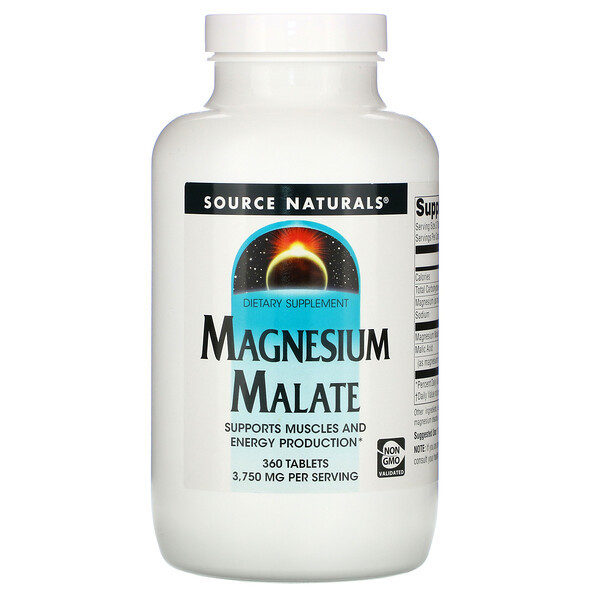 <img alt="Source Naturals, Magnesium Malate, 1,250 mg, 360 Tablets" title="Source Naturals, Magnesium Malate, 1,250 mg, 360 Tablets,021078005353"