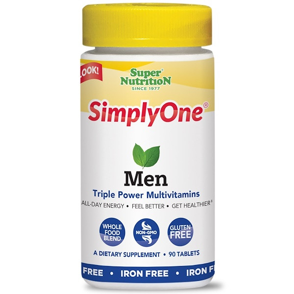 <img alt="Super Nutrition, SimplyOne, Men, Triple Power Multivitamins, Iron Free, 90 Tablets" title="Super Nutrition, SimplyOne, Men, Triple Power Multivitamins, Iron Free, 90 Tablets,033739002236"