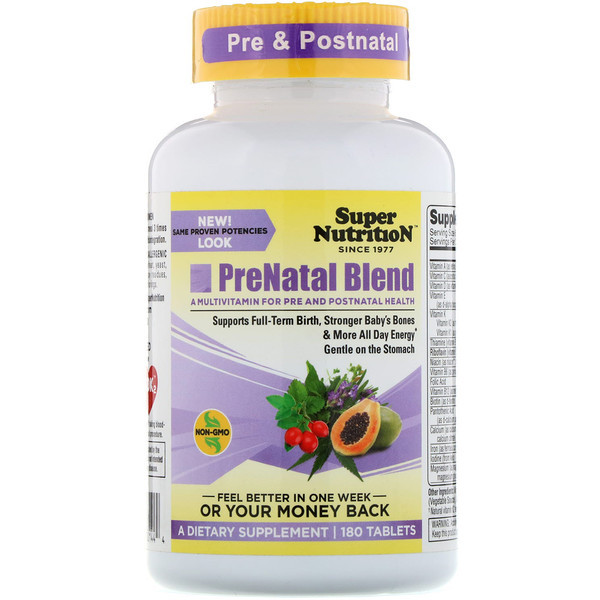 <img alt="Super Nutrition, PreNatal Blend, 180 Tablets" title="Super Nutrition, PreNatal Blend, 180 Tablets,033739001444"