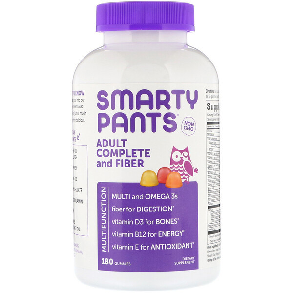 <img alt="SmartyPants, Adult Complete and Fiber, 180 Gummies" title="SmartyPants, Adult Complete and Fiber, 180 Gummies,851356004088"