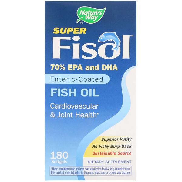 <img alt="Natures Way, Super Fisol, Fish Oil, Enteric Coated, 180 Softgels" title="Natures Way, Super Fisol, Fish Oil, Enteric Coated, 180 Softgels,033674155189"