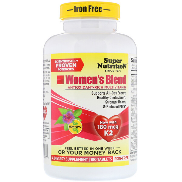 <img alt="Super Nutrition Womens Blend Antioxidant Rich Multi-Vitamin Iron Free - 180 Tablets" title="Super Nutrition Womens Blend Antioxidant Rich Multi-Vitamin Iron Free - 180 Tablets,033739001673"