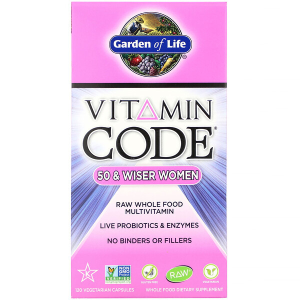 <img alt="Garden of Life, Vitamin Code, 50 & Wiser Women, Raw Whole Food Multivitamin, 120 Veggie Caps" title="Garden of Life, Vitamin Code, 50 & Wiser Women, Raw Whole Food Multivitamin, 120 Veggie Caps,658010113670"