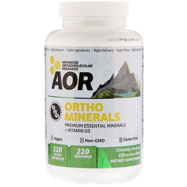 Advanced Orthomolecular Research AOR, Ortho Minerals, 210 Vegan Capsules