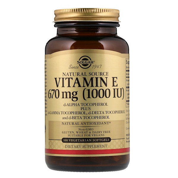 <img alt="Solgar, Naturally Sourced Vitamin E, 670 mcg (1,000 IU), 100 Vegetarian Softgels" title="Solgar, Naturally Sourced Vitamin E, 670 mcg (1,000 IU), 100 Vegetarian Softgels,033984035669"