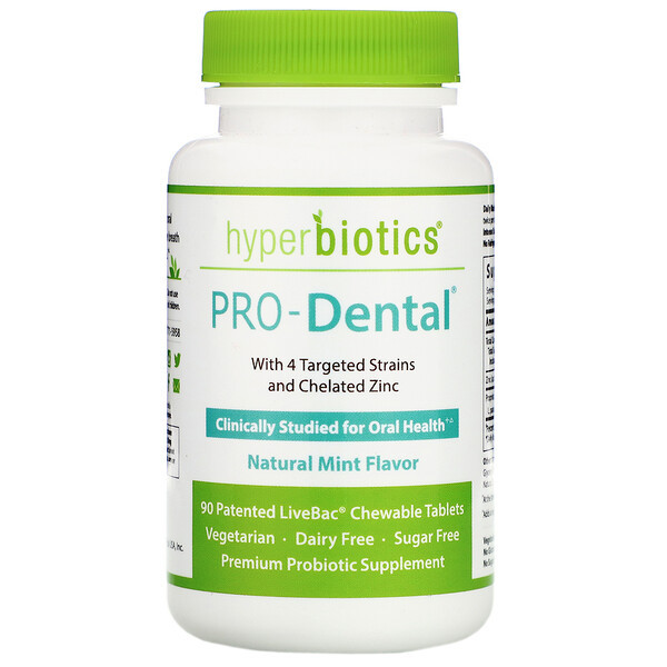 <img alt="Hyperbiotics, PRO-Dental, Natural Mint Flavor, 90 Chewable Tablets" title="Hyperbiotics, PRO-Dental, Natural Mint Flavor, 90 Chewable Tablets,9506000113708"
