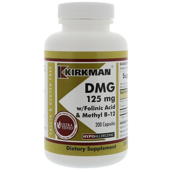 <img alt="Kirkman Labs, DMG, With Folinic Acid & Methyl B-12, 125 mg, 200 Capsules" title="Kirkman Labs, DMG, With Folinic Acid & Methyl B-12, 125 mg, 200 Capsules,812325021000"