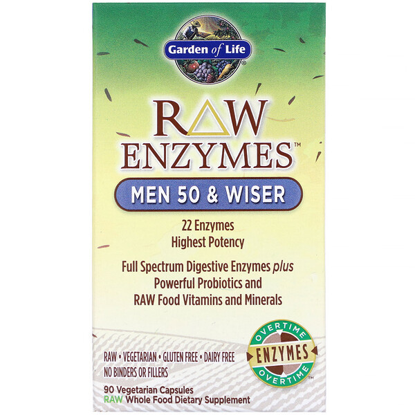 <img alt="Garden of Life, RAW Enzymes, Men 50 & Wiser, 90 Veggie Caps" title="Garden of Life, RAW Enzymes, Men 50 & Wiser, 90 Veggie Caps,658010115629"
