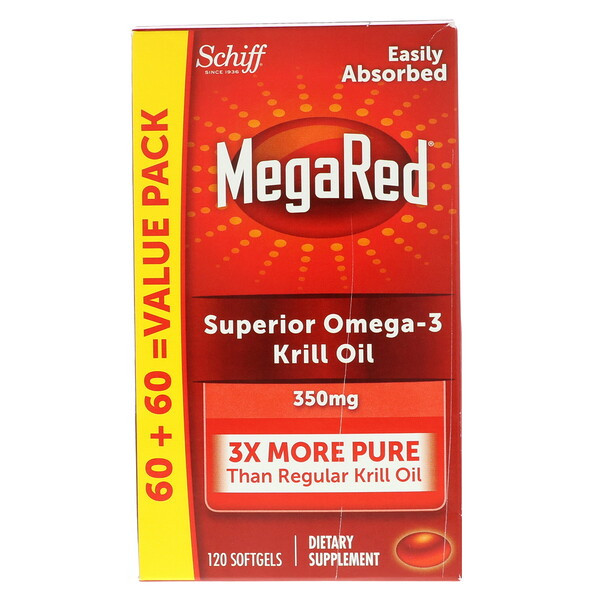 <img alt="Schiff, MegaRed, Superior Omega-3 Krill Oil, 350 mg, 120 Softgels" title="Schiff, MegaRed, Superior Omega-3 Krill Oil, 350 mg, 120 Softgels,020525953308"