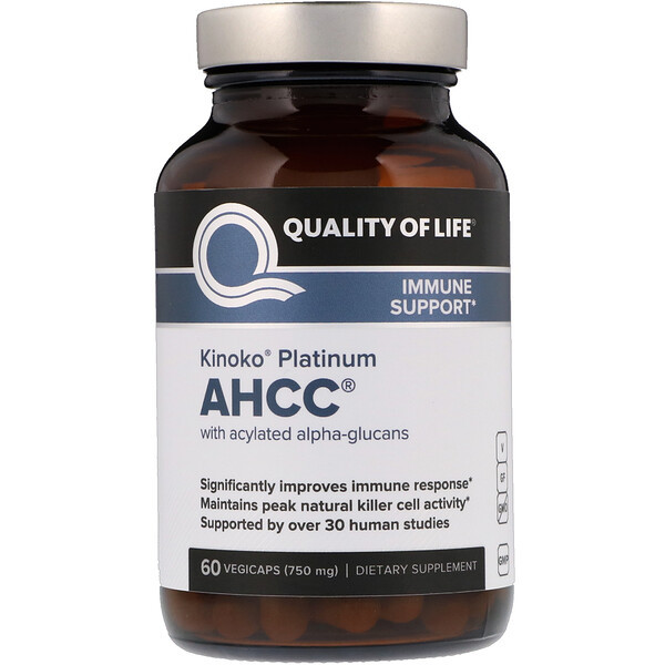<img alt="Quality of Life Labs, Kinoko Platinum AHCC, 750 mg, 60 Vegicaps" title="Quality of Life Labs, Kinoko Platinum AHCC, 750 mg, 60 Vegicaps,812259003370"