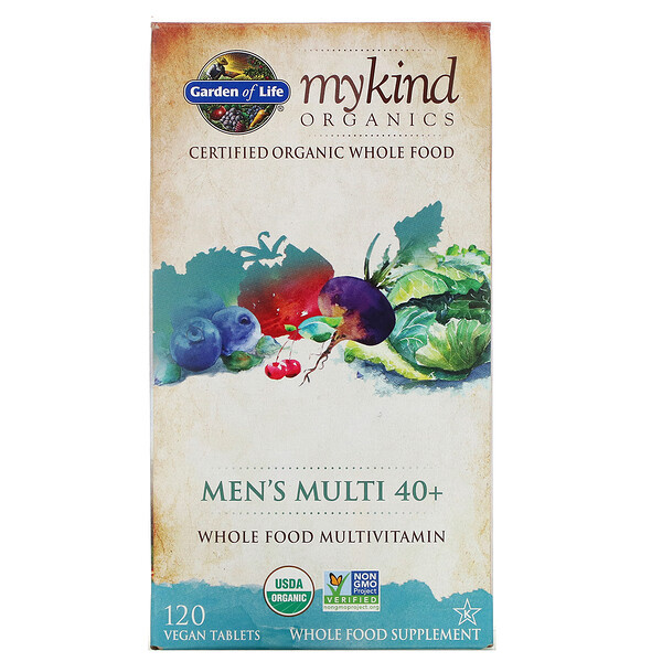 <img alt="Garden of Life, MyKind Organics, Mens Multi 40+, 120 Vegan Tablets" title="Garden of Life, MyKind Organics, Mens Multi 40+, 120 Vegan Tablets,658010117692"