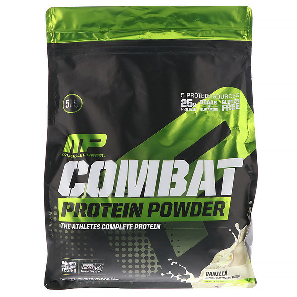 MusclePharm, Combat Protein Powder, Vanilla, 5 lb (2268 g)