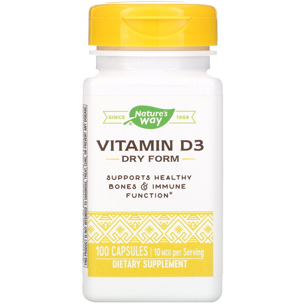 <img alt="Nature's Way, Vitamin D3, Dry Form, 400 IU, 100 Capsules" title="Nature's Way, Vitamin D3, Dry Form, 400 IU, 100 Capsules,033674401415"