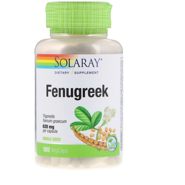 <img alt="Solaray Fenugreek Seeds -- 620 mg - 180 Capsules" title="Solaray Fenugreek Seeds -- 620 mg - 180 Capsules,076280012712"