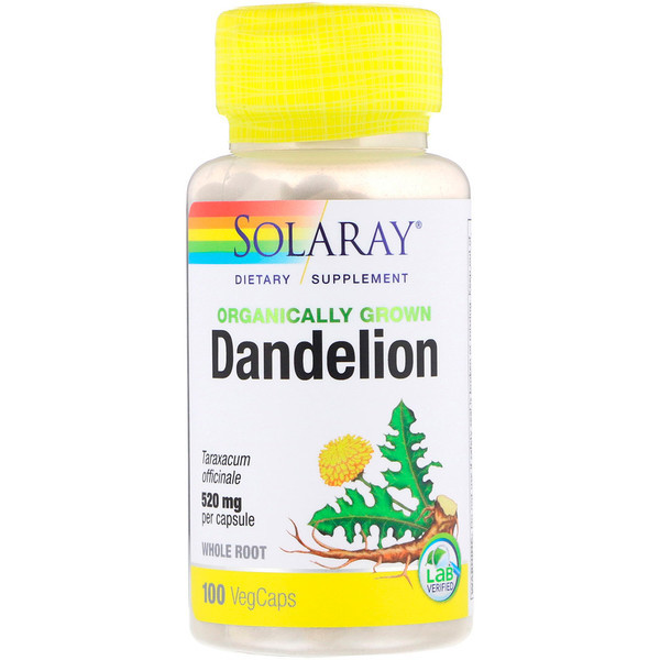 <img alt="Solaray, Organically Grown Dandelion - 100 Vegetarian Capsules" title="Solaray, Organically Grown Dandelion - 100 Vegetarian Capsules,076280192100"