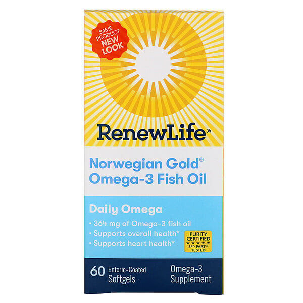 <img alt="Renew Life Norwegian Gold Omega-3 Fish Oil Daily Omega -- 60 Enteric Coated Softgels" title="Renew Life Norwegian Gold Omega-3 Fish Oil Daily Omega -- 60 Enteric Coated Softgels,631257155788"